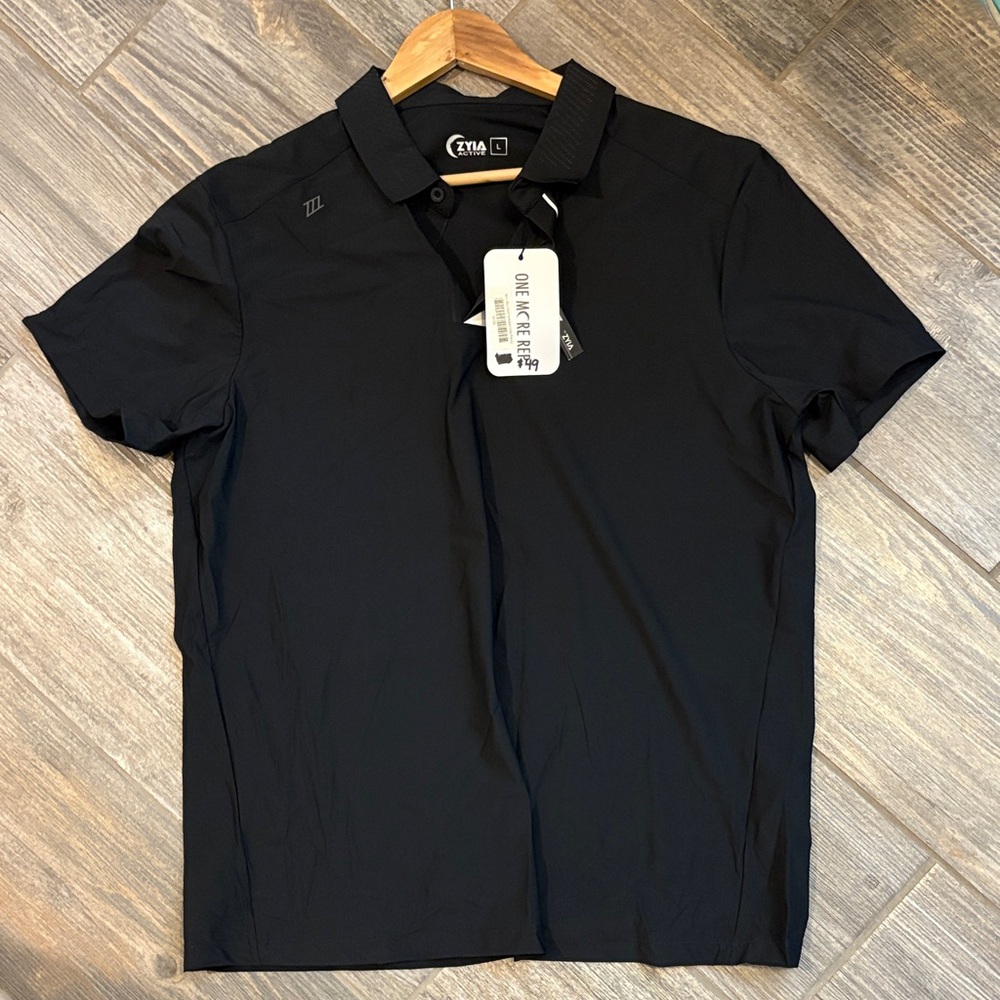Zyia Men's Black Sport Ventilation Polo Shirt